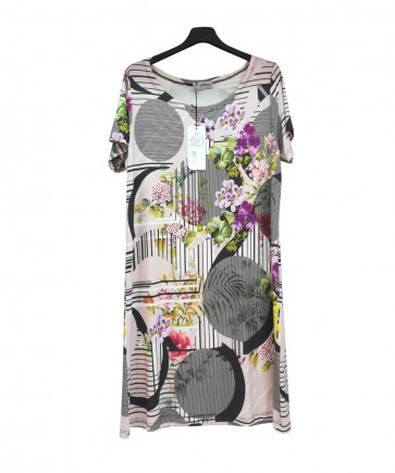 Vestito abito mezza manica donna signora fiorato Gitana Made in Itaty