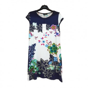 Vestito abito smanicato donna signora  fiorato Gitana Made in Itaty