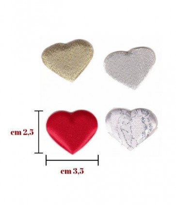 Applicazioni decorative tessuto modello cuore confezione da 25 pezzi /  v720