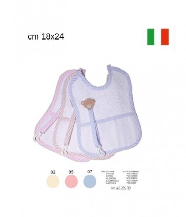 Bavette in spugna e tela aida con porta ciuccio cm 18x24 confezione da 3 pezzi / bv00890