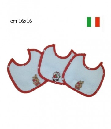 Bavette natalizie in spugna cm 16x16 confezione da 3 pezzi / na00207