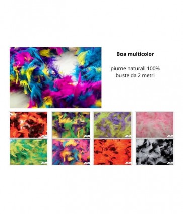 Boa multicolor 100% piume naturali busta da 2 metri