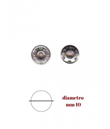 Bottone automatico ottone nﾰ 0 diametro mm 10 carta da 36 pezzi