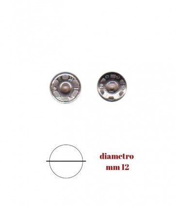 Bottone automatico ottone nﾰ2 diametro mm 12 carta da 36 pezzi