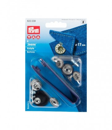 Bottone per jeans diametro mm 17 confezione da 6 pezzi con attrezzature per montaggio  prym / 622239