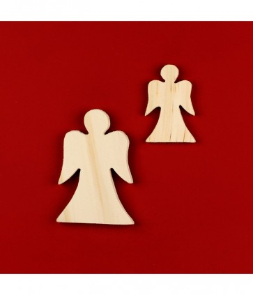 Busta assortita angeli in legnoconfezione da 16 pezzi  (altezza: 80 mm larghezza: 54 mm spessore: ~ 8 mm piccolo altezza: ~ 55 