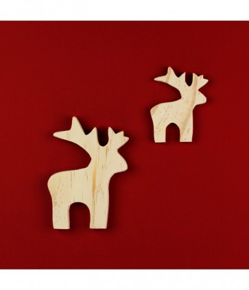 Busta assortita renna in legnoconfezione da 16 pezzi  (81 x 59 mm - spessore 9 mm grande 54 x 40 mm - spessore 6 mm piccolo) / 