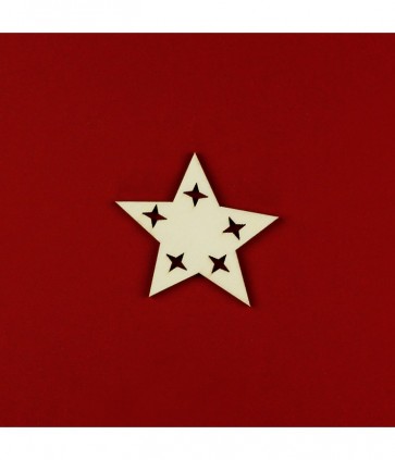 Busta stella in legno confezione da 12 pezzi (47 x 49 mm spessore 3 mm) / k1317