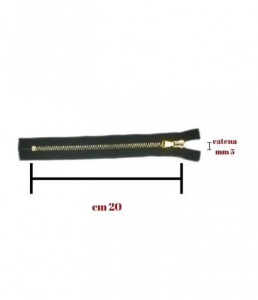 Chiusura oro light spazzolato cm 20 cursore singolo catena 5 fissa