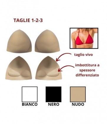 Coppa forma triangolo anatomica imbottita spessore differenziato taglio vivo / 800t ok