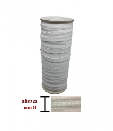 Elastico colore bianco con rigo rosso (lavabile) h 1-1 cm rotolo da 100 mt / 18tl