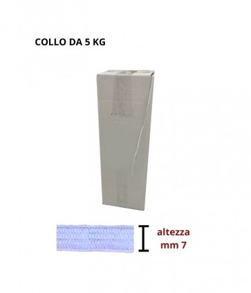Elastico poliestere e gomma mm 7 confezionato in cartone (1 kg circa 280 mt) / art 05 gomme