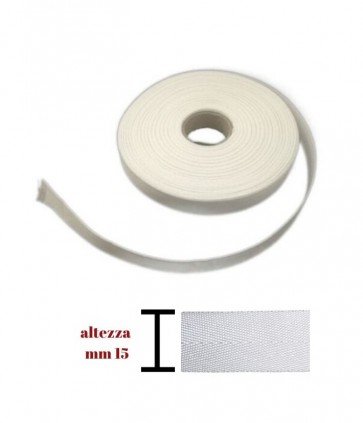 Fettuccia spigata cotone 100% mm 15 rotolo da 20 mt / 530/15