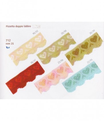 Frangia puntina doppia 100% acrilico cuore pezza da 25 metri / 712