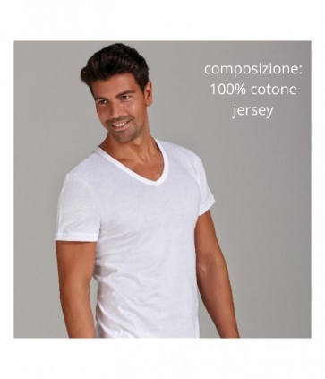 Maglia uomo scollo v mezza manica 100% cotone jersey / 1011