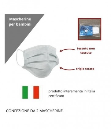 Mascherina composta da tre strati in tnt confezione da 2 pezzi / bambini