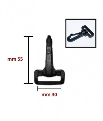 Moschettone plastica altezza 55 mm passante da cm 3 confezione da 10 pezzi