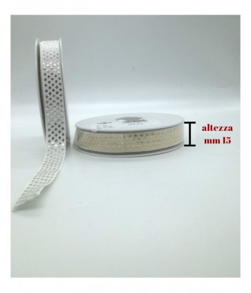 Nastro in cotone e lurex altezza cm 1-5 rotolo da 20 mt / 540