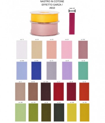 Nastro in cotone effetto garza mm 12 rotolo da 25 metri / a910