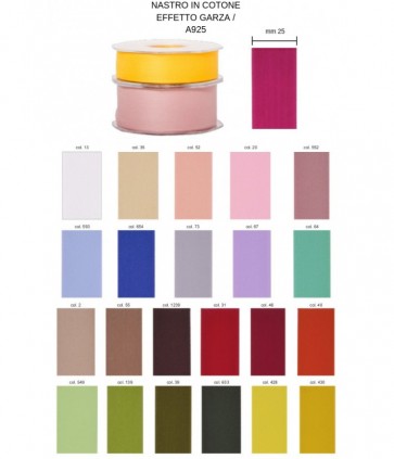 Nastro in cotone effetto garza mm 25 rotolo da 25 metri / a925