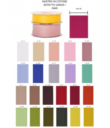 Nastro in cotone effetto garza mm 40 rotolo da 25 metri / a940