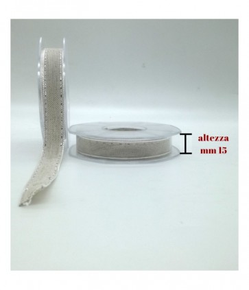 Nastro lino bordato lame' rotolo da 10 mt altezza mm 15 / f165/15