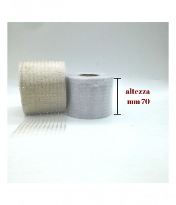 Nastro natalizio tulle lux pois 70 mm rotolo da 50 metri / j860/70