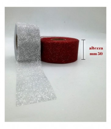 Nastro retina glitterata rotolo da metri 20 altezza 5 cm / j910/50