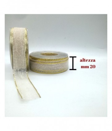 Nastro veletta mm 20 bordo oro rotolo da 25 mt / n2720g