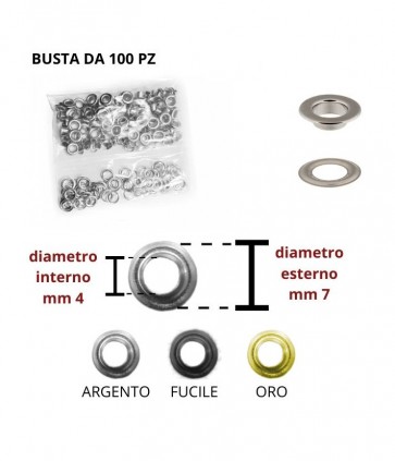 Occhielli in ottone mm 4 confezione da 100 pezzi / 1054
