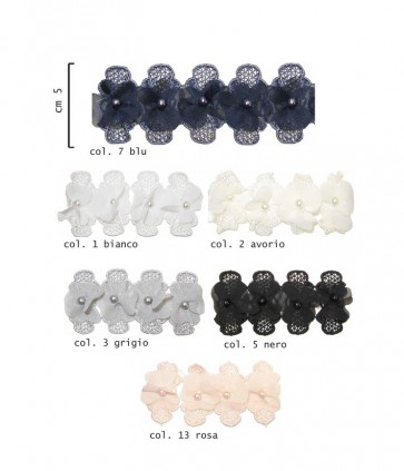 Passamaneria organza e perle cm 5 confezione da 6-75 metri / 458