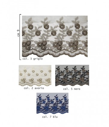 Passamaneria organza fiori cm 9 confezione da 9 metri / 1694