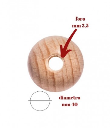 Sfere legno forate mm 40 confezione da 25 pezzi / 140/16