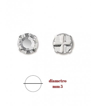 Strass castone piatto mm 5 ss20 crystal confezione da 24 pezzi da cucire / 3/3pi20