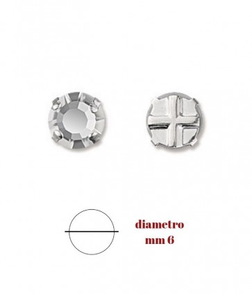 Strass castone piatto mm 6 ss30 crystal confezione da 24 pezzi da cucire / 3/3pi30