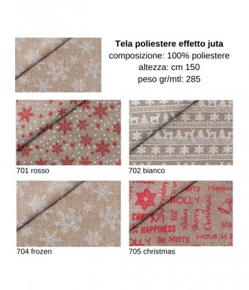 Tela poliestere effetto juta stampata / poly