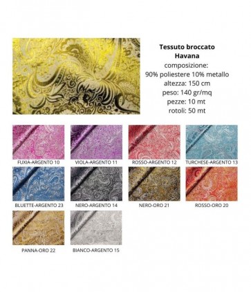 Tessuto broccato havana 90% poliestere 10% metallo pezza da 10 metri