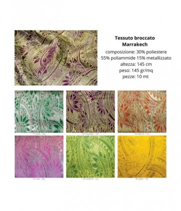 Tessuto broccato marrakech 30% poliestere 55% poliammide 15% metallo pezza da 10 metri