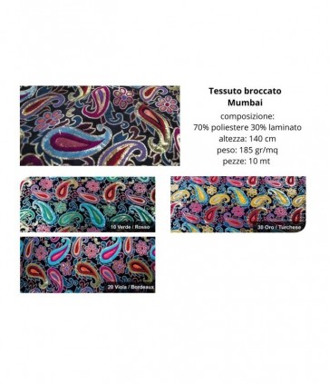 Tessuto broccato mumbai 70% poliestere 30% laminato pezza da 10 metri