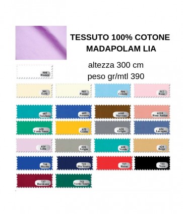 Tessuto in cotone 100% tinta unita altezza 300 cm / madapolam lia