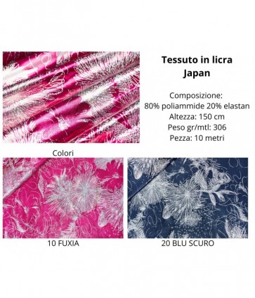 Tessuto in licra 80% poliammide 20% elastan pezza da 10 metri / japan