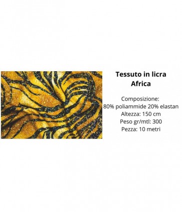 Tessuto in licra stampato  80% poliammide 20% elastan pezza da 10 metri / africa