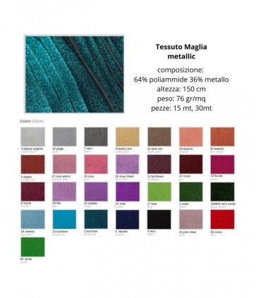 Tessuto maglia metallic 64% poliammide 36% metallo pezza da 15 metri
