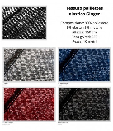 Tessuto paillettes 90% poliestere 5% elastan 5% metallo pezza da 10 metri / ginger