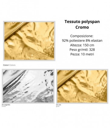 Tessuto polyspan 92% poliestere 8% elastan pezza da 10 metri / cromo