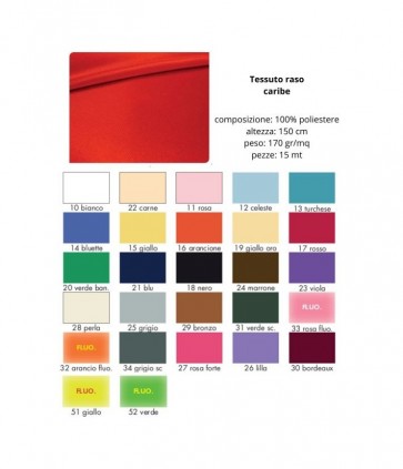 Tessuto raso caribe 100% poliestere pezza da 15 metri