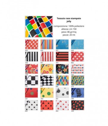 Tessuto raso stampato jolly 100% poliestere pezza da 20 metri