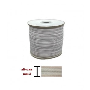 Elastico colore bianco con rigo rosso (lavabile) h 0-3 cm rotolo da 100 mt / 06tl