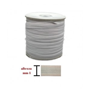Elastico colore bianco con rigo rosso (lavabile) h 0-4 cm rotolo da 100 mt / 08tl