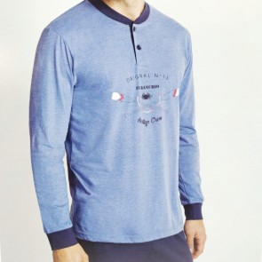 Il granchio pigiama uomo cotone estivo manica lunga pantalone lungo colore azzurro